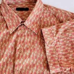 100% Cotton Burnt Orange Brick Rust XL XXL Short Sleeve Men's button down shirt